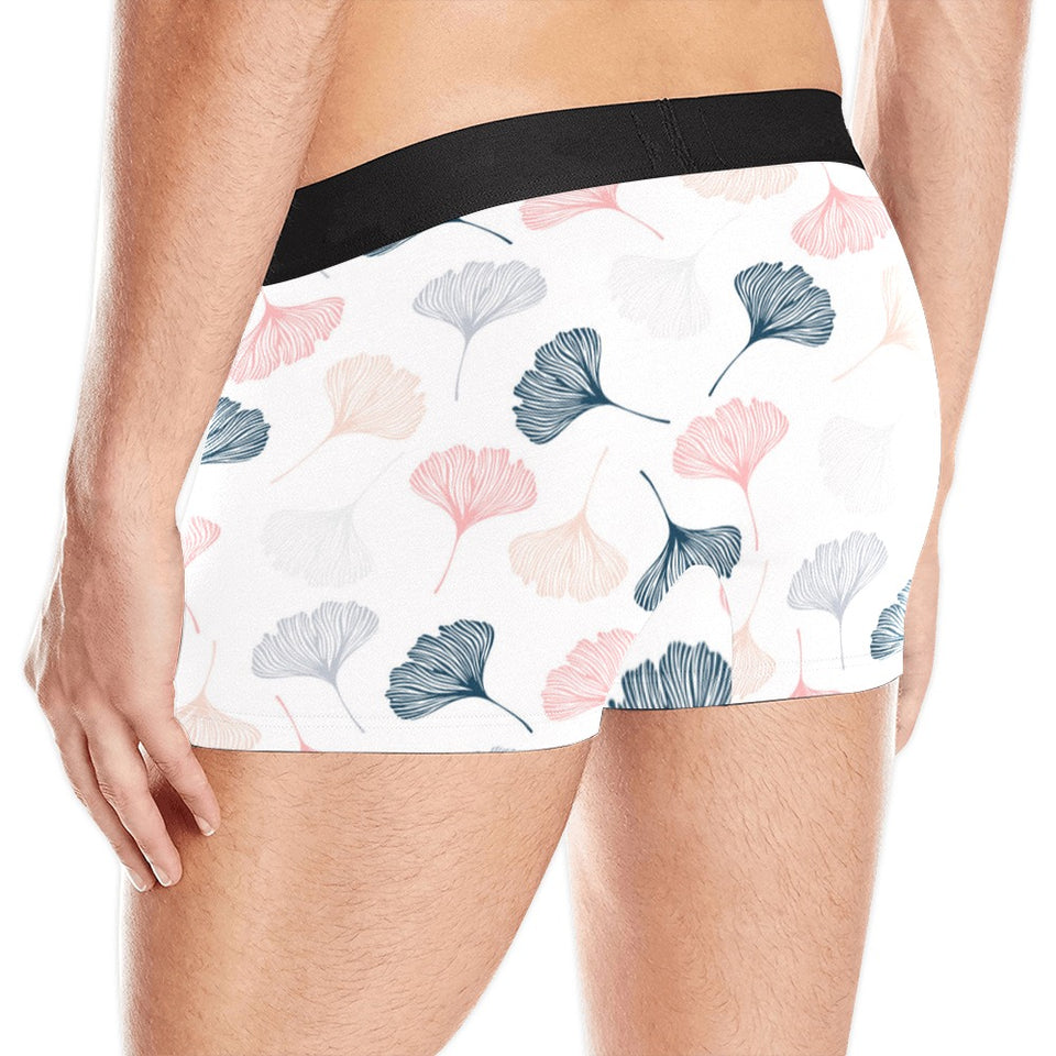 Black Gray Cream coral ginkgo leaves pattern Men's All Over Print Boxer Briefs Men's Underwear