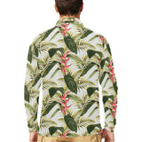 heliconia pattern Men's Long Sleeve Polo Shirt