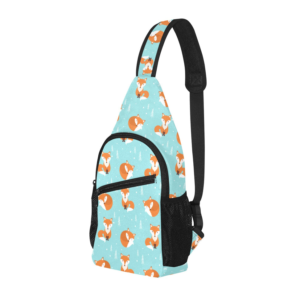 Fox pattern blue b ackground All Over Print Chest Bag