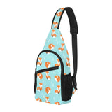 Fox pattern blue b ackground All Over Print Chest Bag