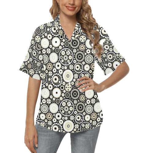 Gear Pattern Print Design 02 Women's All Over Print Hawaiian Shirt