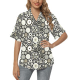 Gear Pattern Print Design 02 Women's All Over Print Hawaiian Shirt