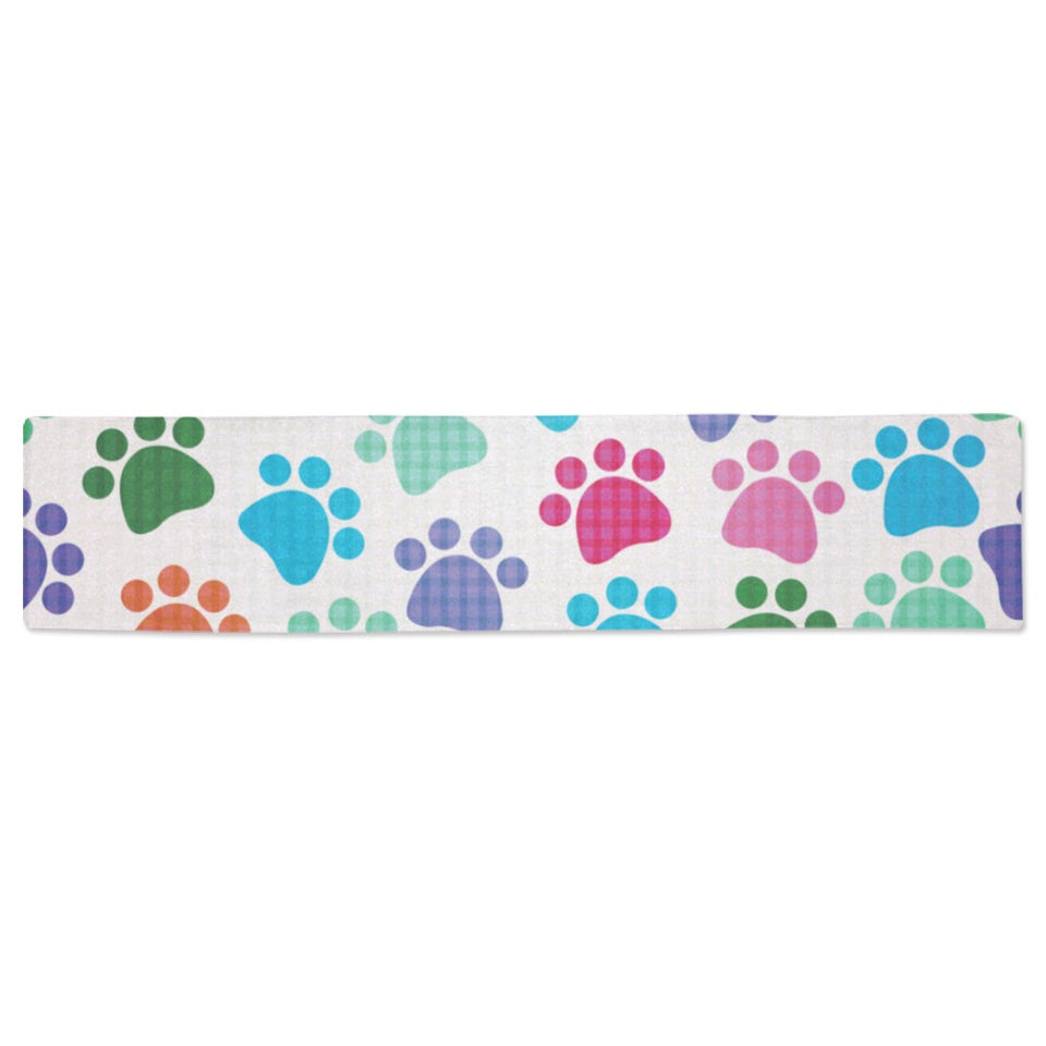 Dog Paws Pattern Print Design 01 Table Runner