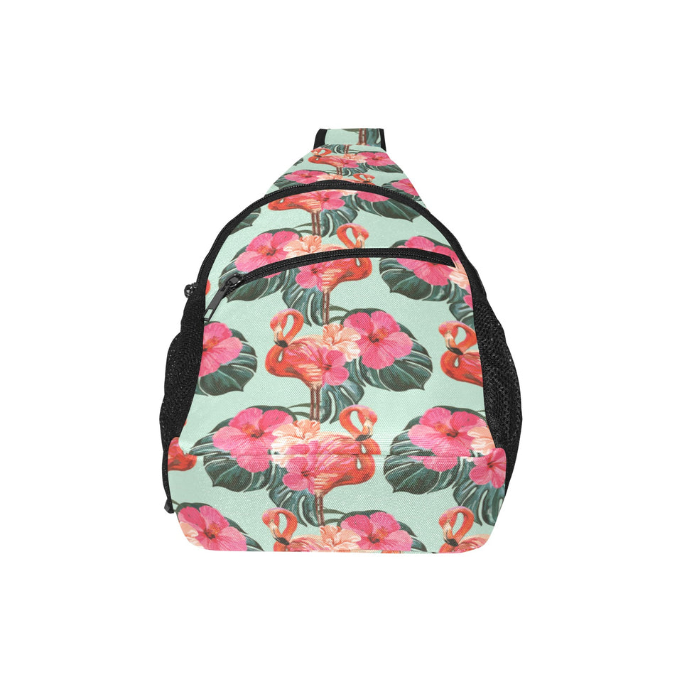 Beautiful flamingo tropical palm leaves hibiscus p All Over Print Chest Bag