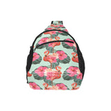 Beautiful flamingo tropical palm leaves hibiscus p All Over Print Chest Bag