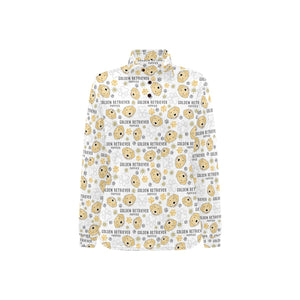 Golden Retriever Pattern Print Design 04 Women's Long Sleeve Polo Shirt
