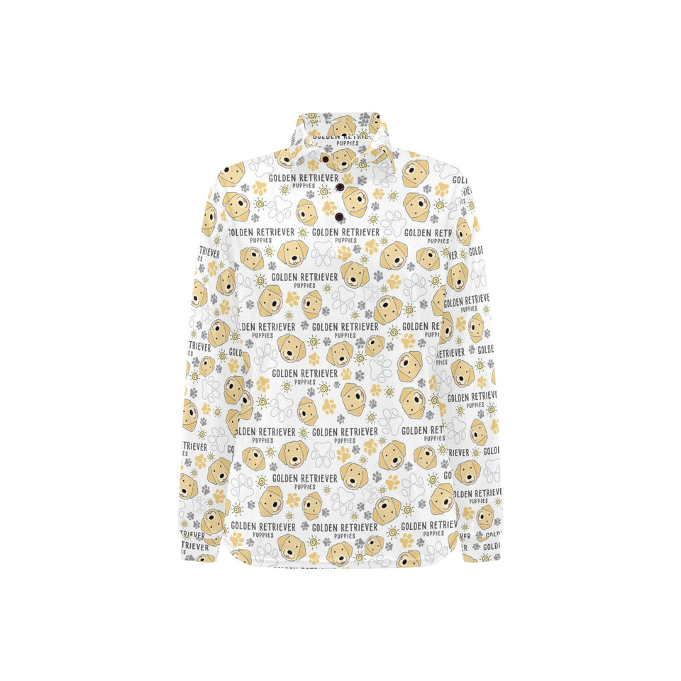 Golden Retriever Pattern Print Design 04 Women's Long Sleeve Polo Shirt