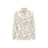 Golden Retriever Pattern Print Design 04 Women's Long Sleeve Polo Shirt