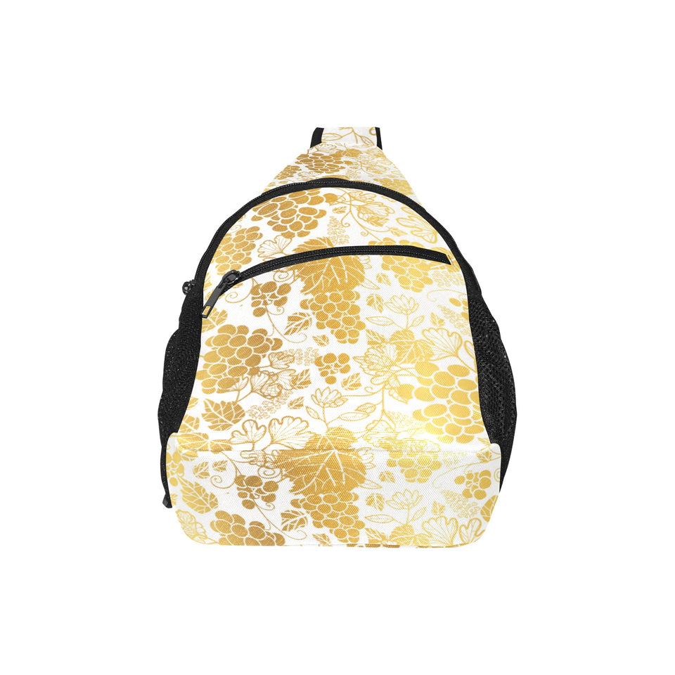 Gold grape pattern All Over Print Chest Bag