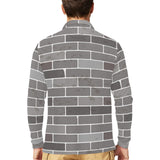 Brick Printed Pattern Print Design 05 Men's Long Sleeve Polo Shirt
