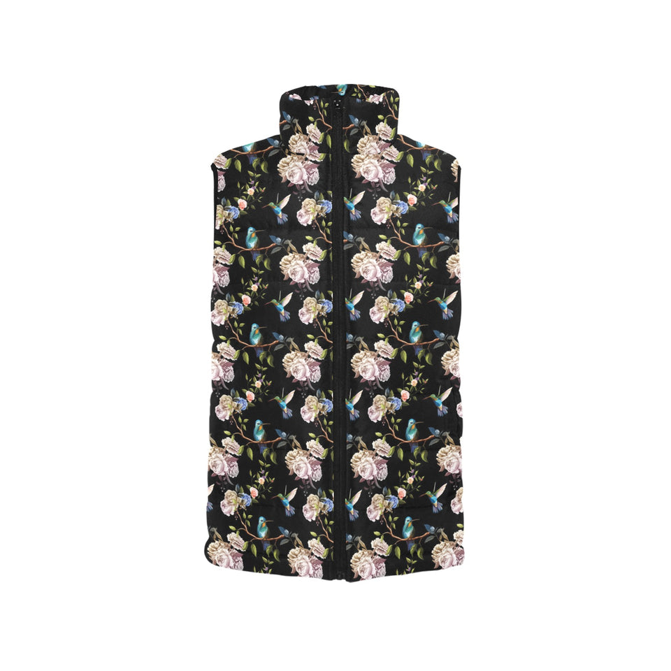 Hummingbird Pattern Print Design 03 Women's Padded Vest