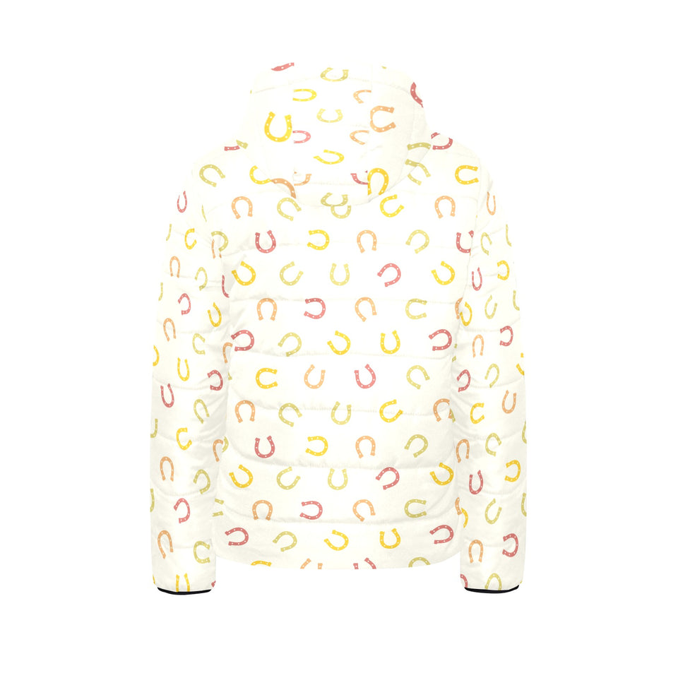 Horseshoes Pattern Print Design 02 Kids' Boys' Girls' Padded Hooded Jacket