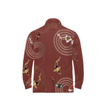 Koi Fish Carp Fish red background Men's Long Sleeve Polo Shirt