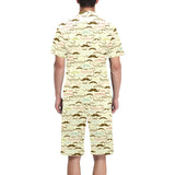 Mustache Beard Pattern Print Design 01 Men's V-Neck Short Pajama Set