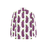 Eggplant Pattern Print Design 01 Men's Long Sleeve Polo Shirt