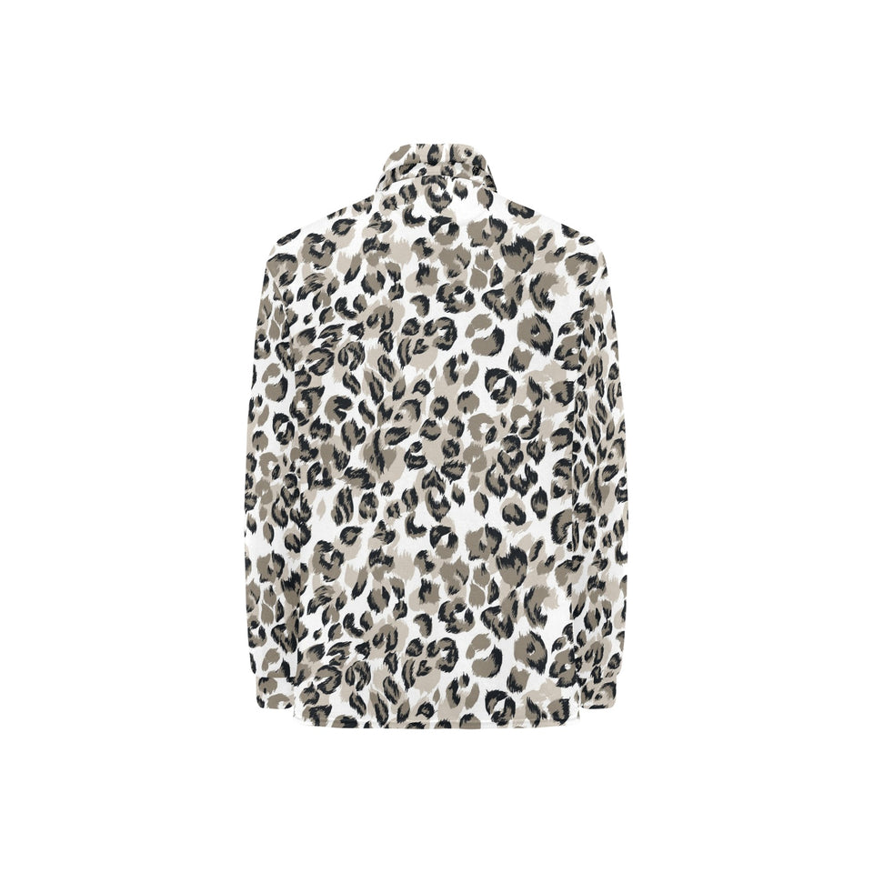 Leopard skin print pattern Women's Long Sleeve Polo Shirt