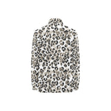 Leopard skin print pattern Women's Long Sleeve Polo Shirt