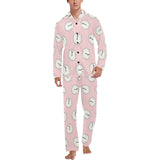 Clock pattern pink blackground Men's Long Pajama Set