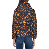 Halloween pattern Pumpkin background Women's Padded Hooded Jacket