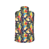 Colorful parrot flower pattern Women's Padded Vest