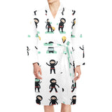 Cute ninja katana sword pattern Men's Long Sleeve Belted Night Robe