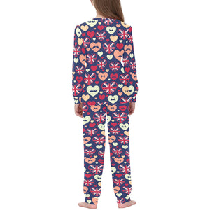 British Pattern Print Design 02 Kids' Boys' Girls' All Over Print Pajama Set