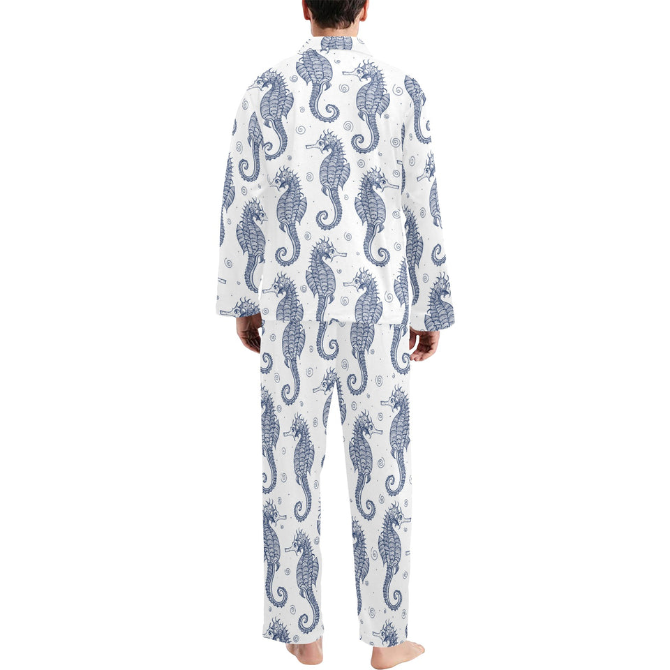 Seahorse pattern background Men's Long Pajama Set