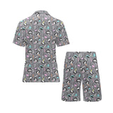 Ostrich Pattern Print Design 01 Men's V-Neck Short Pajama Set