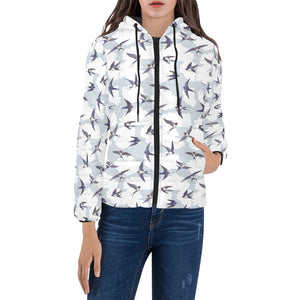 Swallow Pattern Print Design 05 Women's Padded Hooded Jacket
