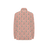 Eiffel Tower Flower Pattern Design 03 Women's Long Sleeve Polo Shirt