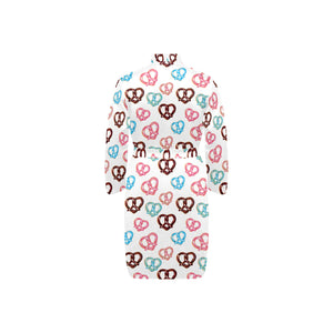 Pretzels Pattern Print Design 04 Men's Long Sleeve Belted Night Robe