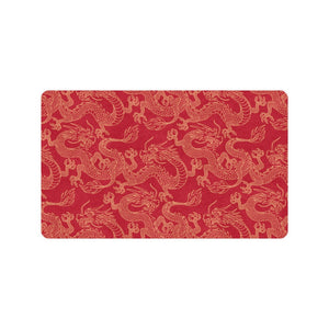 Gold dragons red background Doormat