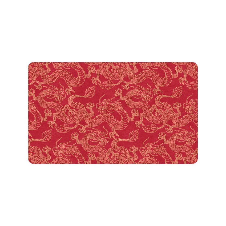 Gold dragons red background Doormat
