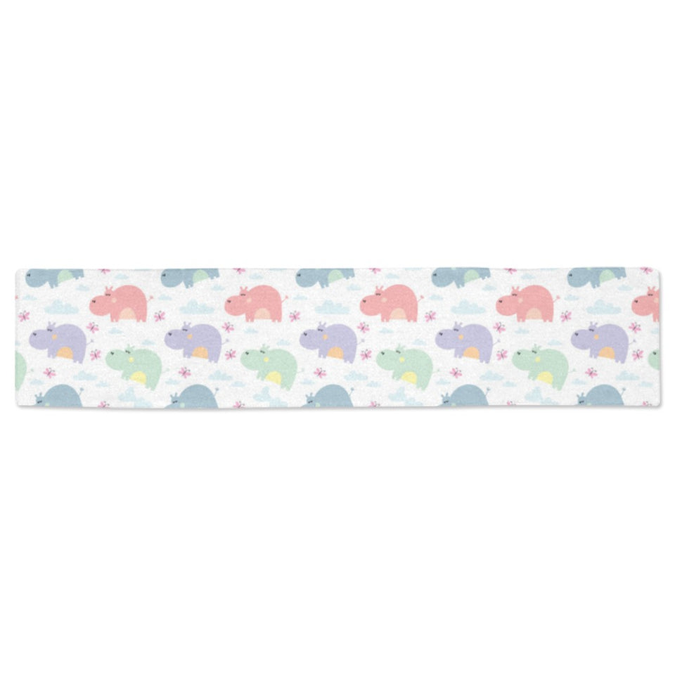 Hippopotamus Pattern Print Design 03 Table Runner