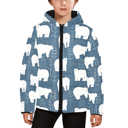 polar bear mother her child pattern Kids' Boys' Girls' Padded Hooded Jacket