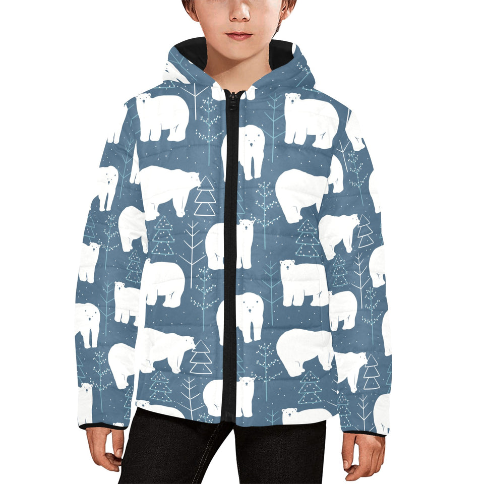 polar bear mother her child pattern Kids' Boys' Girls' Padded Hooded Jacket