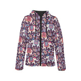 Elephant indian style ornament pattern Women's Padded Hooded Jacket