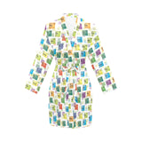 Chemistry Periodic Table Pattern Print Design 05 Women's Long Sleeve Belted Night Robe
