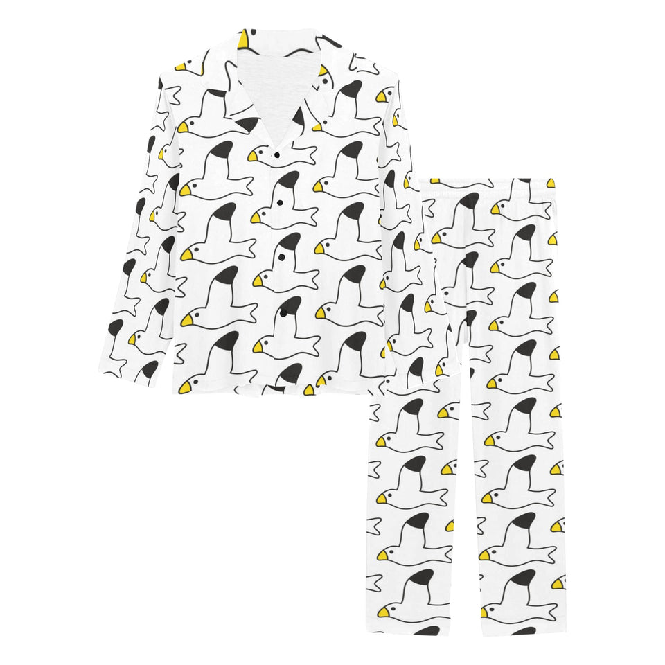 Seagull Pattern Print Design 05 Women's Long Pajama Set