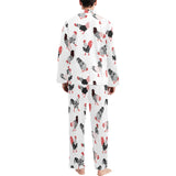 Cool rooster chicken cock floral ornament backgrou Men's Long Pajama Set