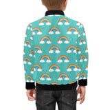 Rainbow pattern green background Kids' Boys' Girls' Bomber Jacket