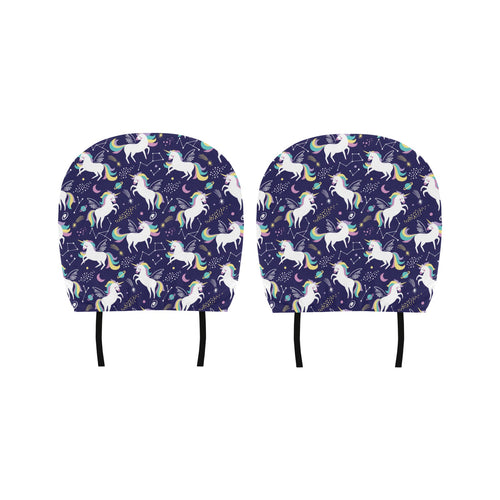 Hand drawn cute unicorn star planet Car Headrest Cover