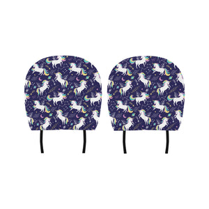 Hand drawn cute unicorn star planet Car Headrest Cover