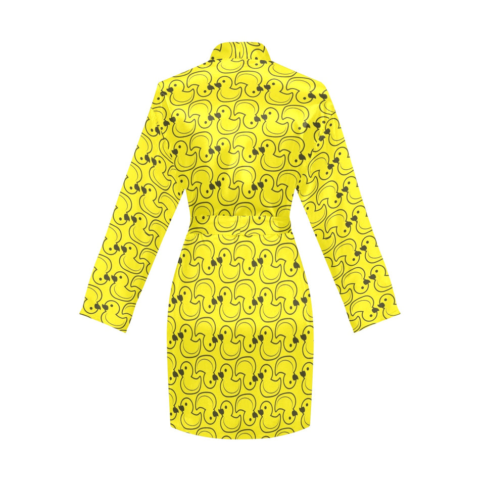 Duck Pattern Print Design 02 Women's Long Sleeve Belted Night Robe