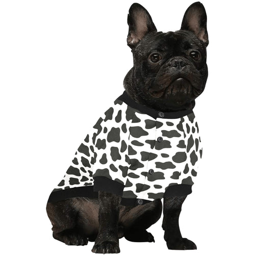 Cow skin pattern All Over Print Pet Dog Round Neck Fuzzy Shirt