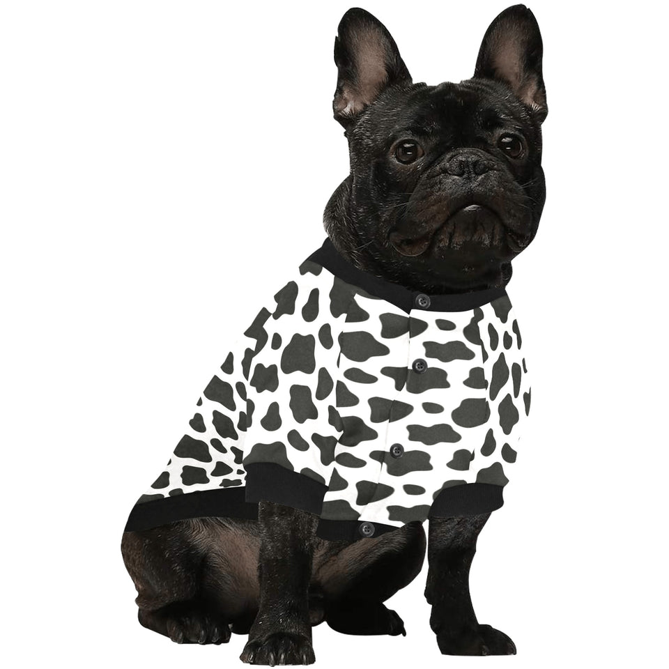 Cow skin pattern All Over Print Pet Dog Round Neck Fuzzy Shirt