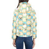 Bee honeycomb pattern Women's Padded Hooded Jacket