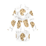 Sketch style cookie pattern Women's Long Sleeve Belted Night Robe