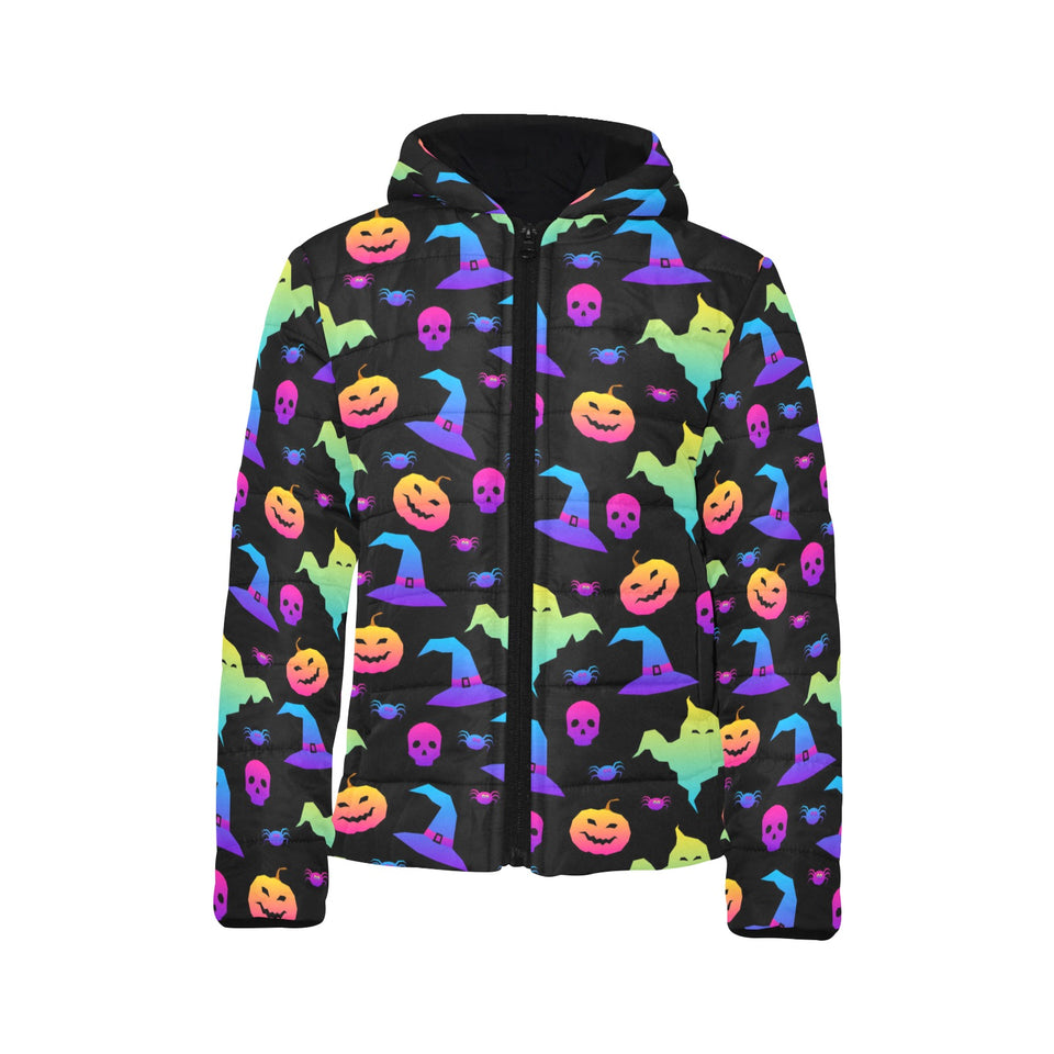 Colorful halloween background Kids' Boys' Girls' Padded Hooded Jacket