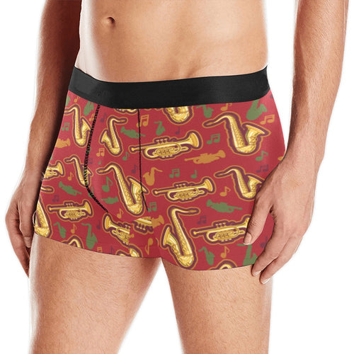 Saxophone cornet pattern red background Men's All Over Print Boxer Briefs Men's Underwear